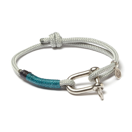 Stainless Steel D-Shackle Adjustable Cuff // Grey + Teal