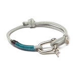 Stainless Steel D-Shackle Adjustable Cuff // Grey + Teal