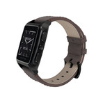 Meridian Contemporary Digital Smart Watch // Brushed Black + Brown Leather Strap (Small Fit)