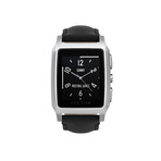 Meridian Contemporary Digital Smart Watch // Steel + Black Leather Strap (Small Fit)