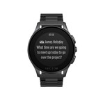 Luna Contemporary Digital Smart Watch // Brushed Black + Black Steel Bracelet