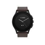 Luna Contemporary Digital Smart Watch // Brushed Black + Brown Leather Strap (Small Fit)