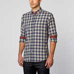 Button-Down Shirt // Navy Plaid (L)