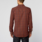 Plaid Sport Shirt // Burgundy + Grey (L)