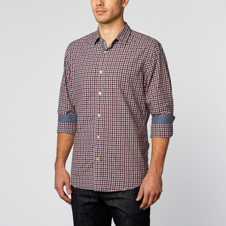 Button-Down Shirt // Red + Navy Check (S)