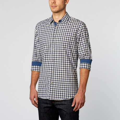 Checkered Sport Shirt // Navy + White (S)