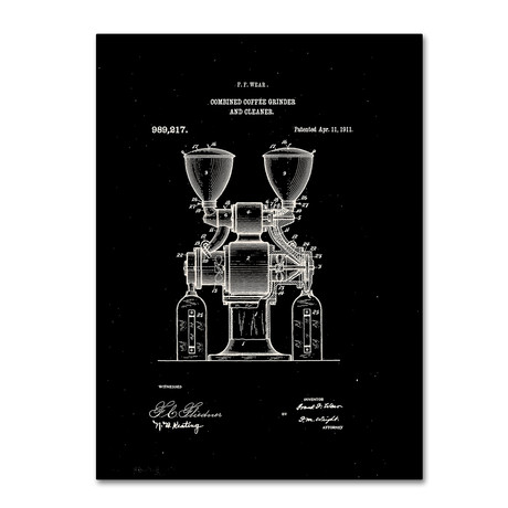 Coffee Grinder Patent 1911 // Black (14 x 19)