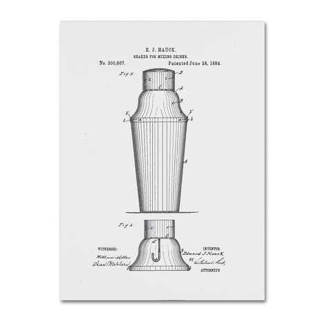 Cocktail Shaker Patent 1884 // White (14 x 19)
