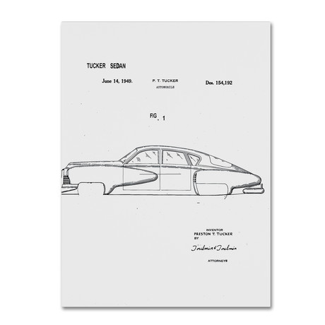 Tucker Sedan Patent 1949 // White (14 x 19)