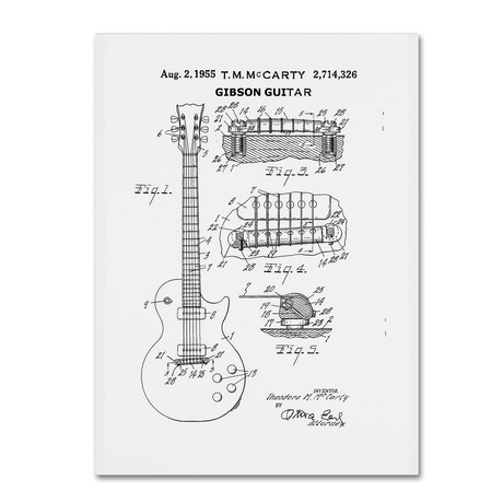 1955 Mccarty Gibson Guitar Patent // White (14 x 19)
