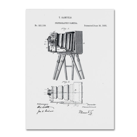 Photographic Camera Patent 1885 // White (14 x 19)