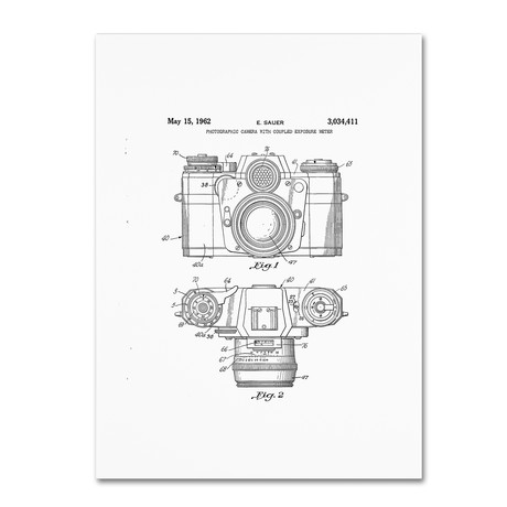 Photographic Camera Patent 1962 // White (14 x 19)