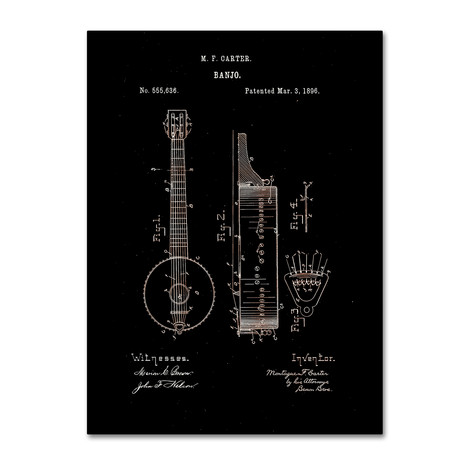 Vintage Banjo Patent 1896 // Black (14 x 19)