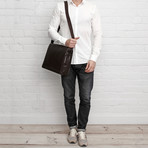 Darwin Leather Messenger Bag // Dark Brown