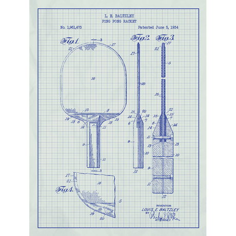Ping Pong Racket // White Grid (11"L x 17"W)