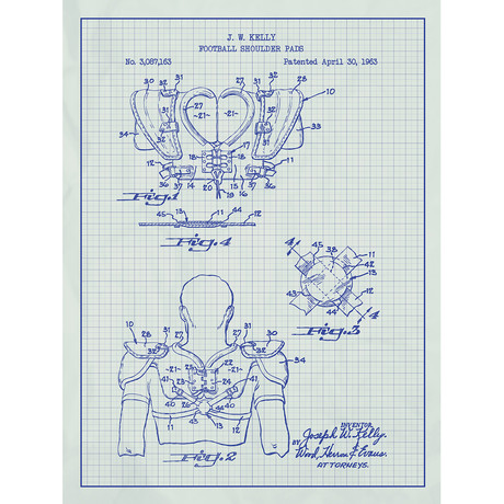 Football Shoulder Pads // White Grid (11"L x 17"W)