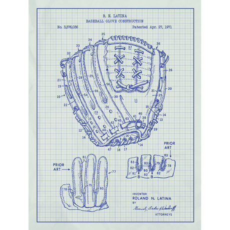 Baseball Glove Construction // White Grid (11"L x 17"W)