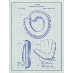 Baseball Glove and Mitt // White Grid (11"L x 17"W)