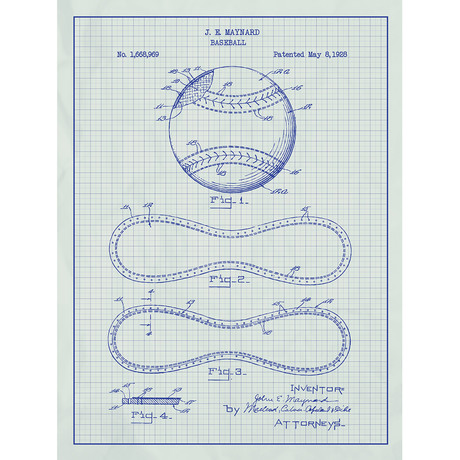 Baseball // White Grid (11"L x 17"W)
