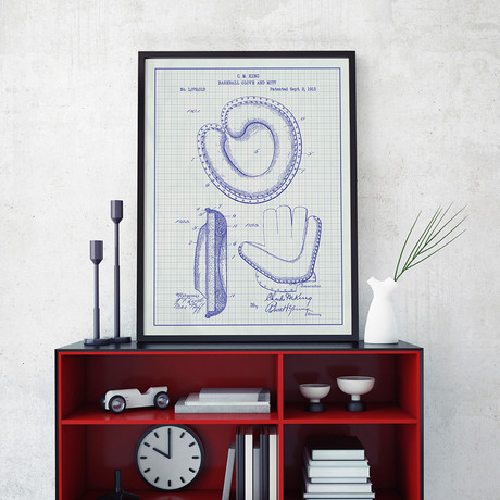 Baseball Glove and Mitt // White Grid (11"L x 17"W)