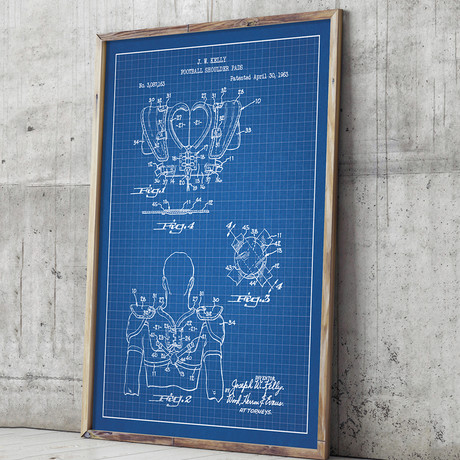 Football Shoulder Pads // Blue Grid (11"L x 17"W)