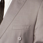 Slim Fit Double Breasted Solid Suit // Light Gray (US: 36S)