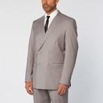 Slim Fit Double Breasted Solid Suit // Light Gray (US: 38S)