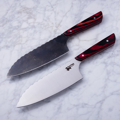 Zen Series 6.5” Santoku Knife // Red + Black (Carbon Steel)