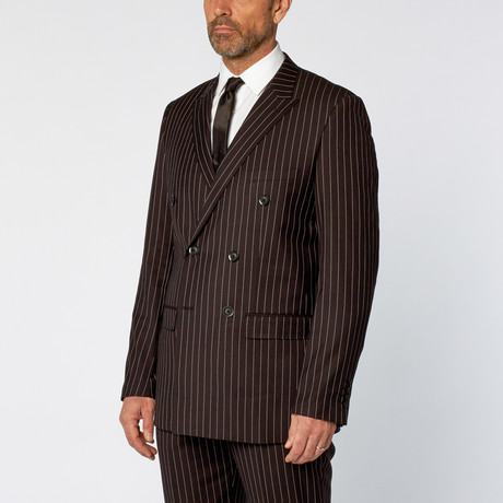 Bold Stripe Double Breasted 2-Piece Suit // Black (US: 36S)