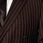 Bold Stripe Double Breasted 2-Piece Suit // Black (US: 38R)