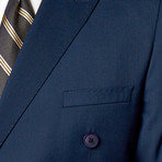 Slim Fit Double Breasted Solid Suit // Teal Blue (US: 36R)