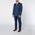 Slim Fit Double Breasted Solid Suit // Teal Blue (US: 40S)