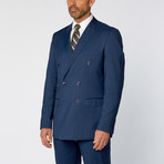 Slim Fit Double Breasted Solid Suit // Teal Blue (US: 36S)