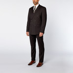 Slim Fit Double Breasted Solid Suit // Black (US: 36R)