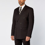Slim Fit Double Breasted Solid Suit // Black (US: 40S)