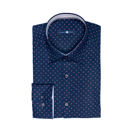 Diamond Graph Button Up Shirt // Navy (XS)