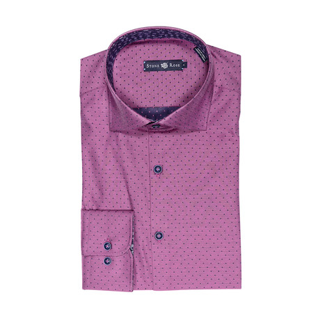 Mini Polka Dot Button Up Shirt // Pink (XS)