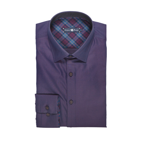 Brushed Sateen Button Up Shirt // Purple (XS)