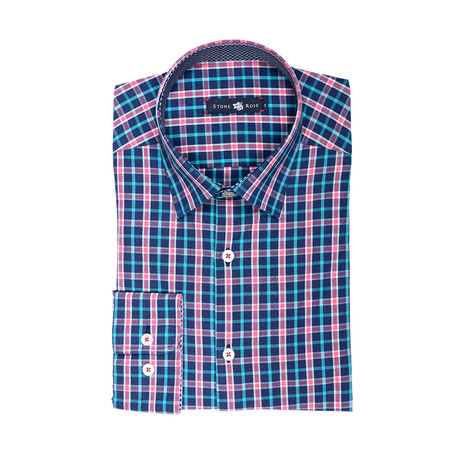 Plaid Check Button Up Shirt // Pink (XS)