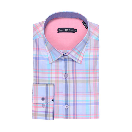 Plaid Button Up Shirt // Sky Blue (XS)