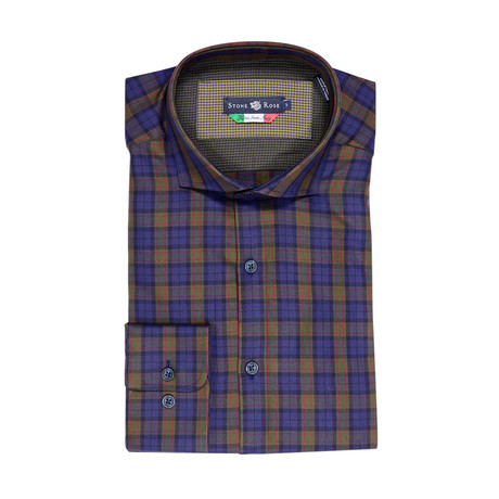 Tartan Button Up Shirt // Green + Navy (XS)
