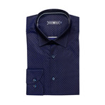 Diamond Textured Button Up Shirt // Navy (2XL)