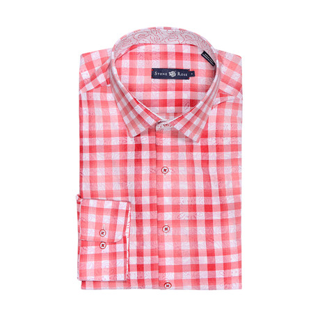 Stone Rose // Large Gingham Button-Up Shirt // Red (XS)