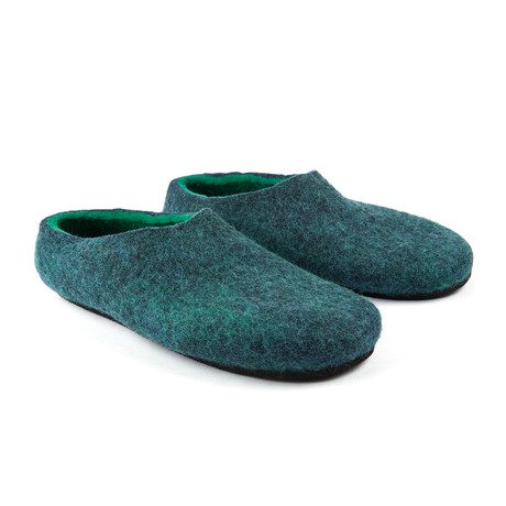 Magic Energy Merino Wool Slippers // Grey + Green + Black (US: 7)