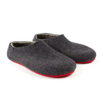 Passion Felt House Shoe // Charcoal + Red (US: 9.5)