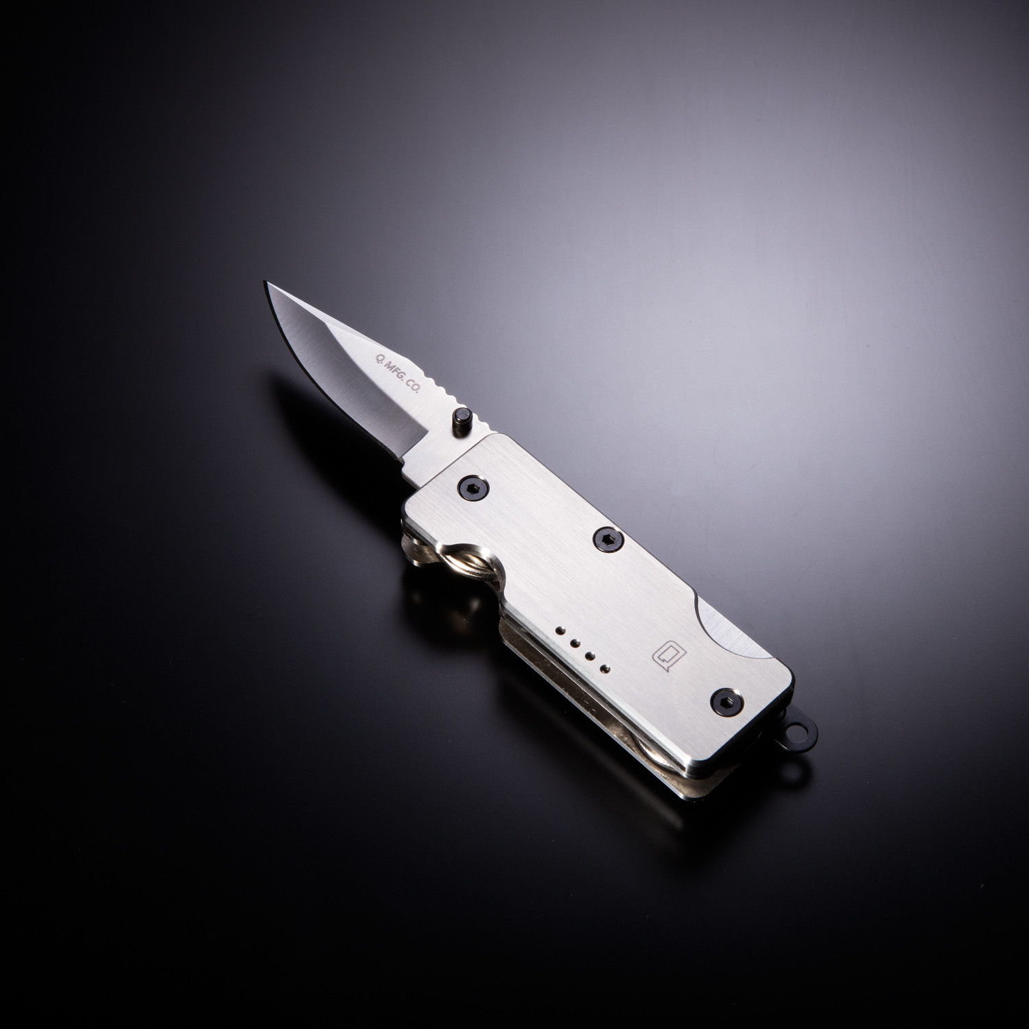 Mini Q // Titanium // Brushed + Black Grommets (Clip Point Blade