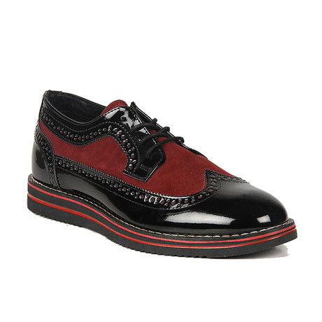 Leather Lace Loafer // Black + Red (Euro: 40)