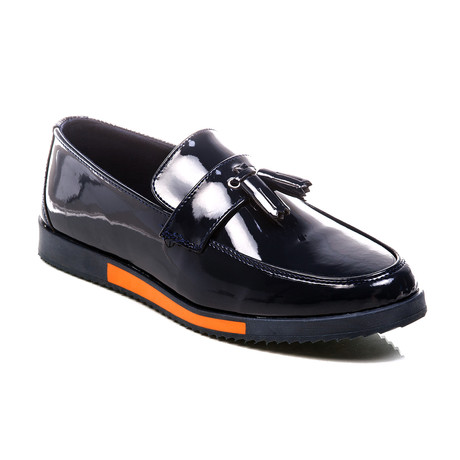Patent Leather Loafer // Navy + Orange (Euro: 40)