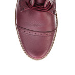 High-Top Leather Lace-Up Boot // Burgundy (Euro: 44)