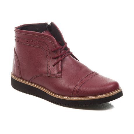 High-Top Leather Lace-Up Boot // Burgundy (Euro: 40)